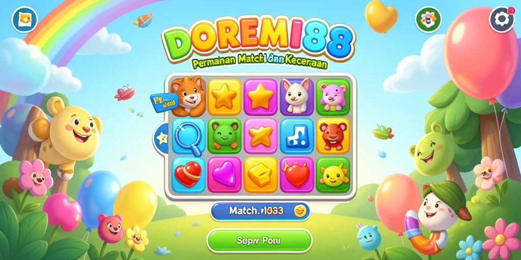 Screenshot dari gameplay DOREMI88 yang penuh warna dan seru.