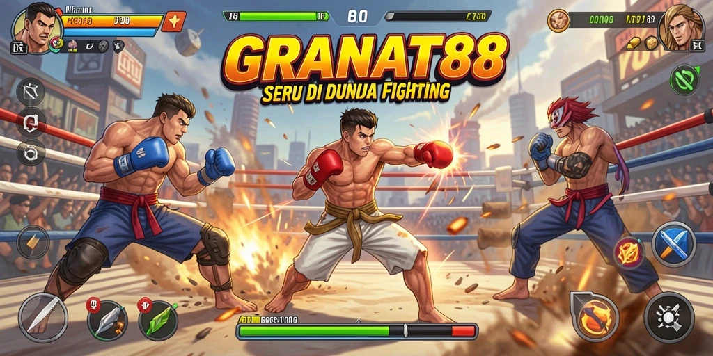 Tangkapan layar dari gameplay pertarungan yang intens di GRANAT88.