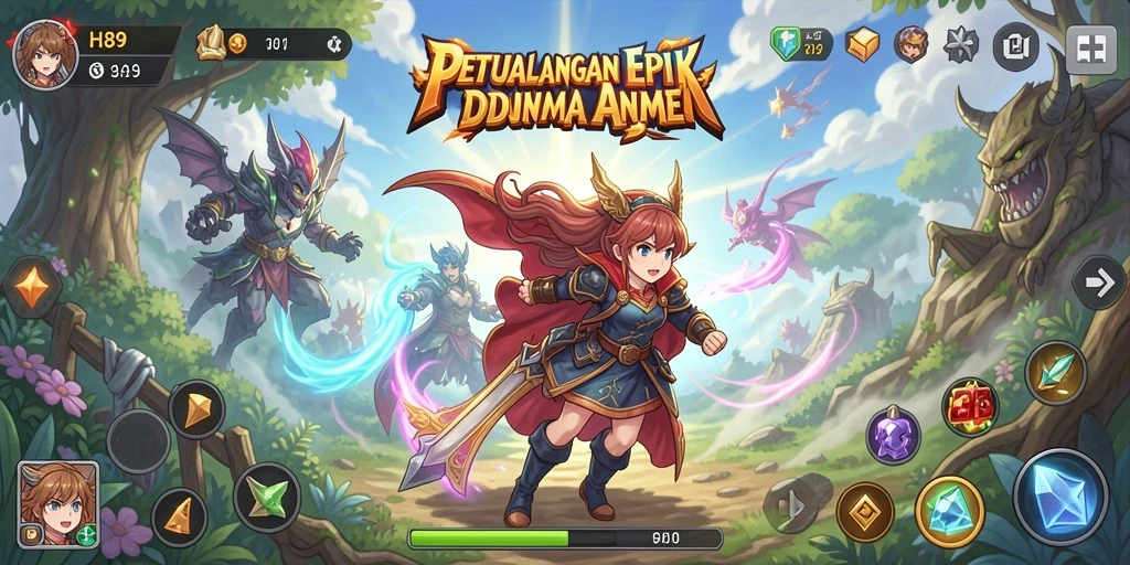 Screenshot H89 menampilkan karakter anime dalam pertempuran yang mendebarkan.