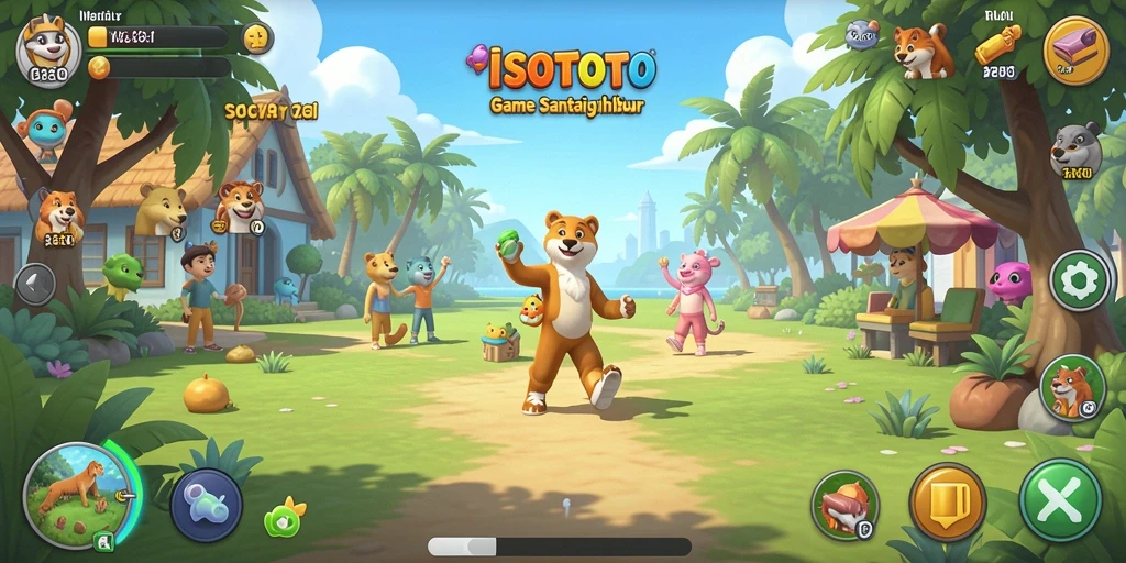 Tampilan gameplay ISOTOTO yang cerah dan menyenangkan.
