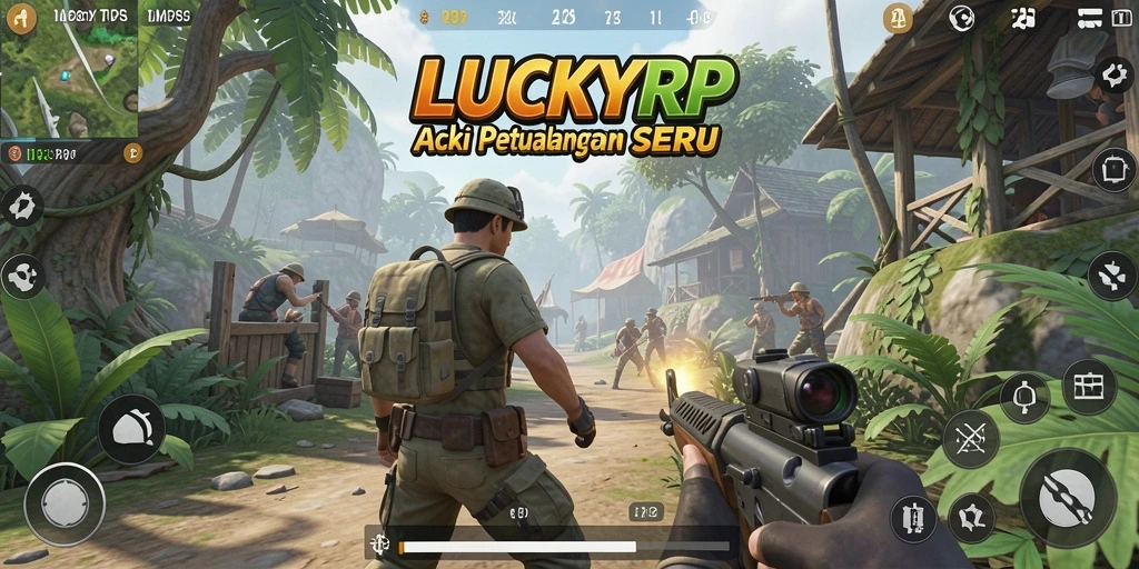 Screenshot LUCKYRP menunjukkan aksi pertempuran yang mendebarkan di dunia TPS.