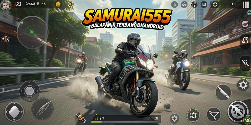 Tampilan gameplay menarik di <strong>SAMURAI555</strong> dengan balapan motor yang mendebarkan.