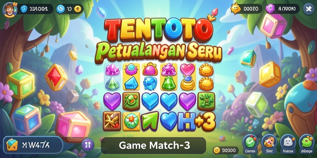Tampilan gameplay TENTOTO yang seru dalam mencocokkan item.