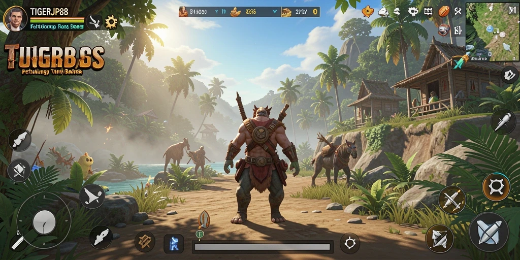 Tangkapan layar gameplay TIGERJP88 yang menampilkan eksplorasi dunia terbuka.